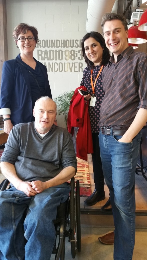 Pictured L to R: Cindy Martin, Director of People & Culture at Cymax; Gary Birch, Executive Director of the Neil Squire Society; Sherri, Online Merchandising Associate at Cymax; Chad Leaman, Director of Development at the Neil Squire Society.