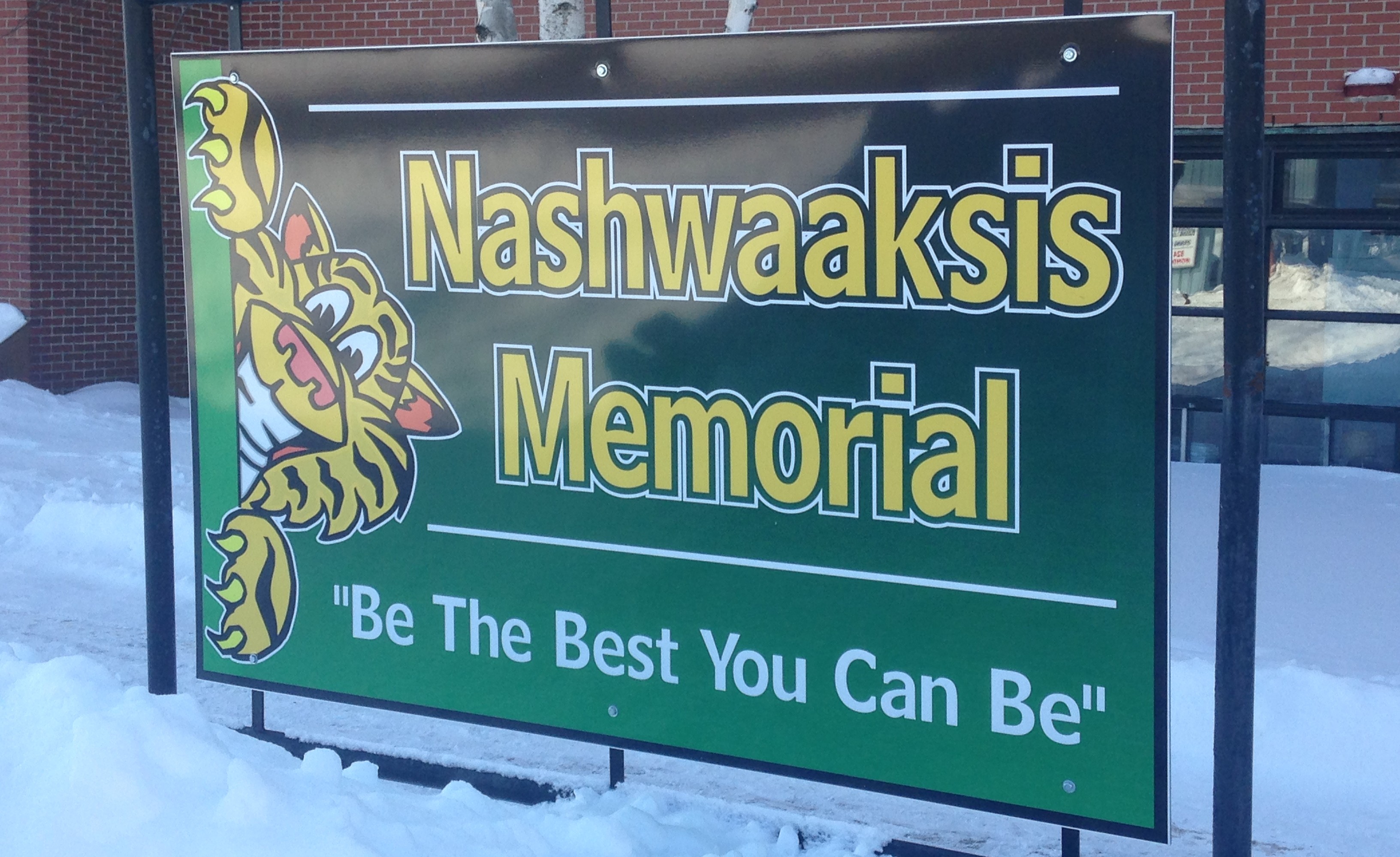 Sign for Nashwaaksis Memorial School