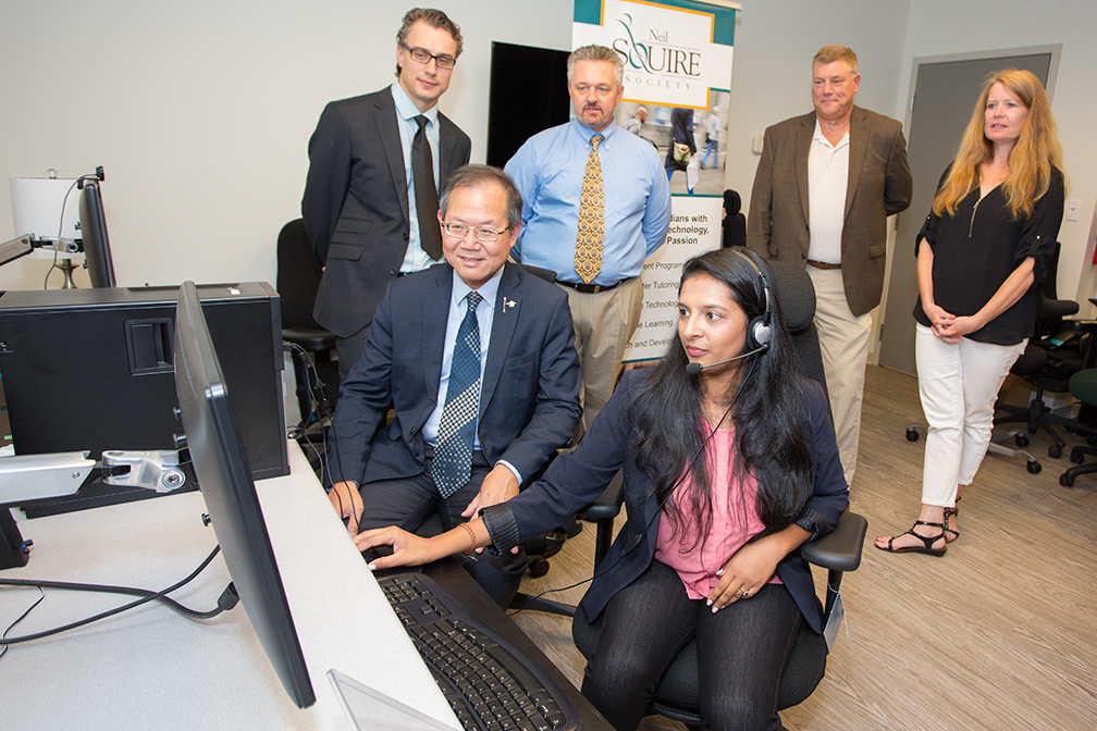 Left to Right: Chad Leaman, Neil Squire Society; Richard Lee, MLA; Nate Toevs, Neil Squire Society, Piriya Mokanasingham, Neil Squire Society; David Piltman, WorkBC;  Leslie Martin, WorkBC