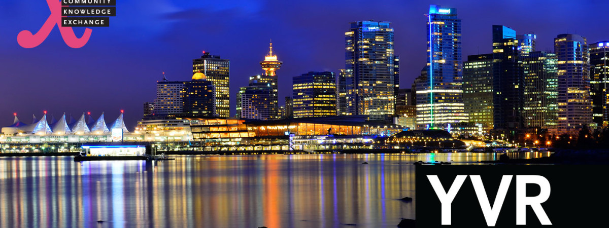 Community Knowledge Exchange logo and Vancouver City Skyline