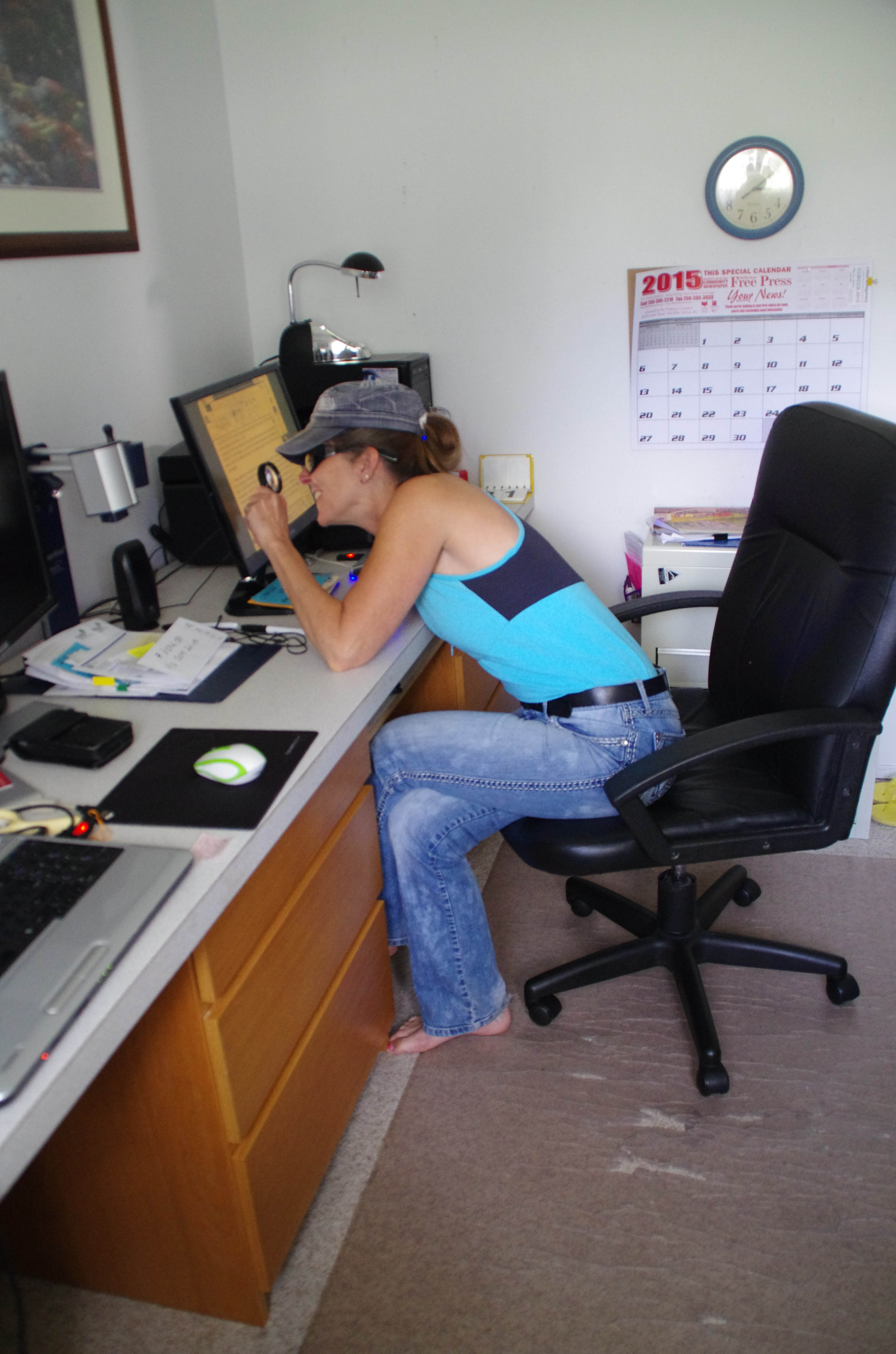 Prior to the Technology@Work program, Lori used a handheld magnifier to view her computer screen