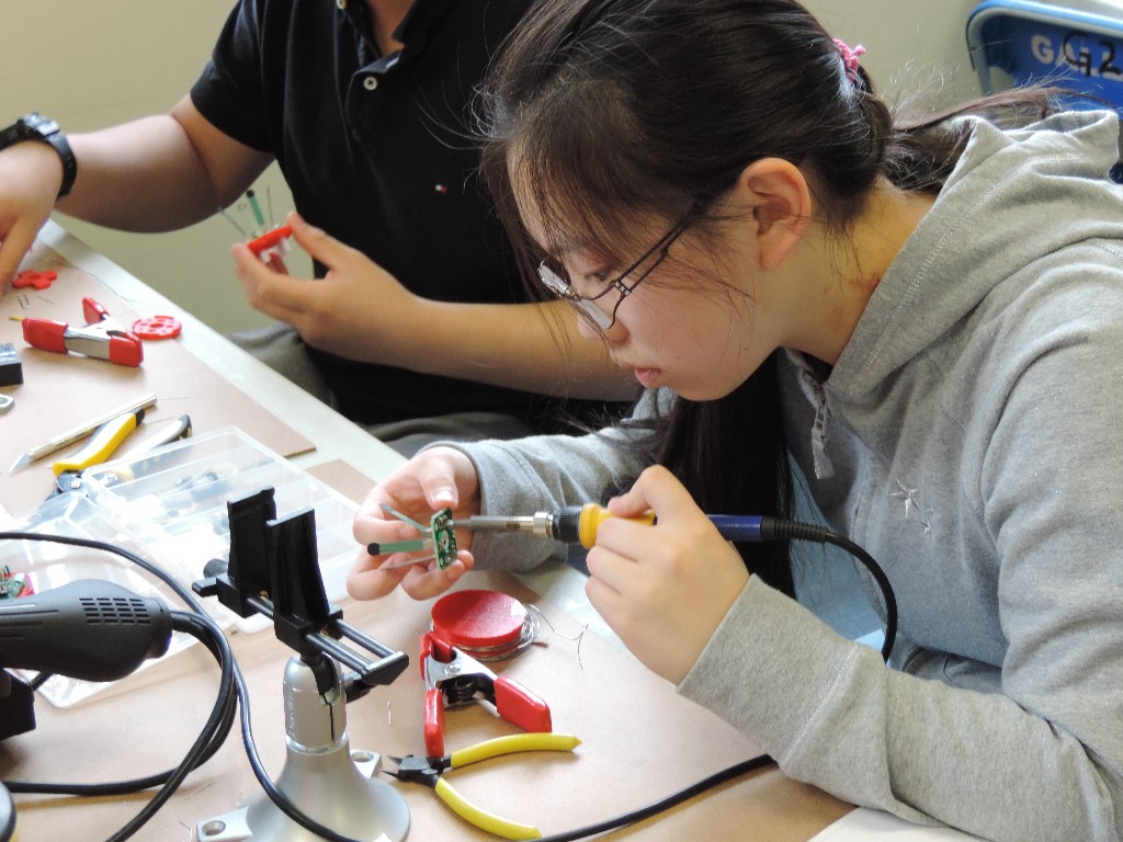 Angela working on the joystick