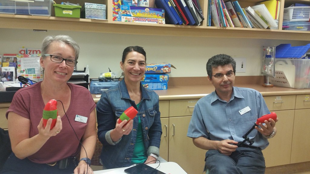 The kind staff at Foothills Medical Centre with their new LipSync devices.