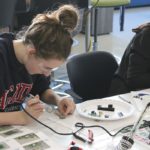 Above: A West Island College student working on a LipSync during our buildathon with STEM Learning Lab in Calgary in December