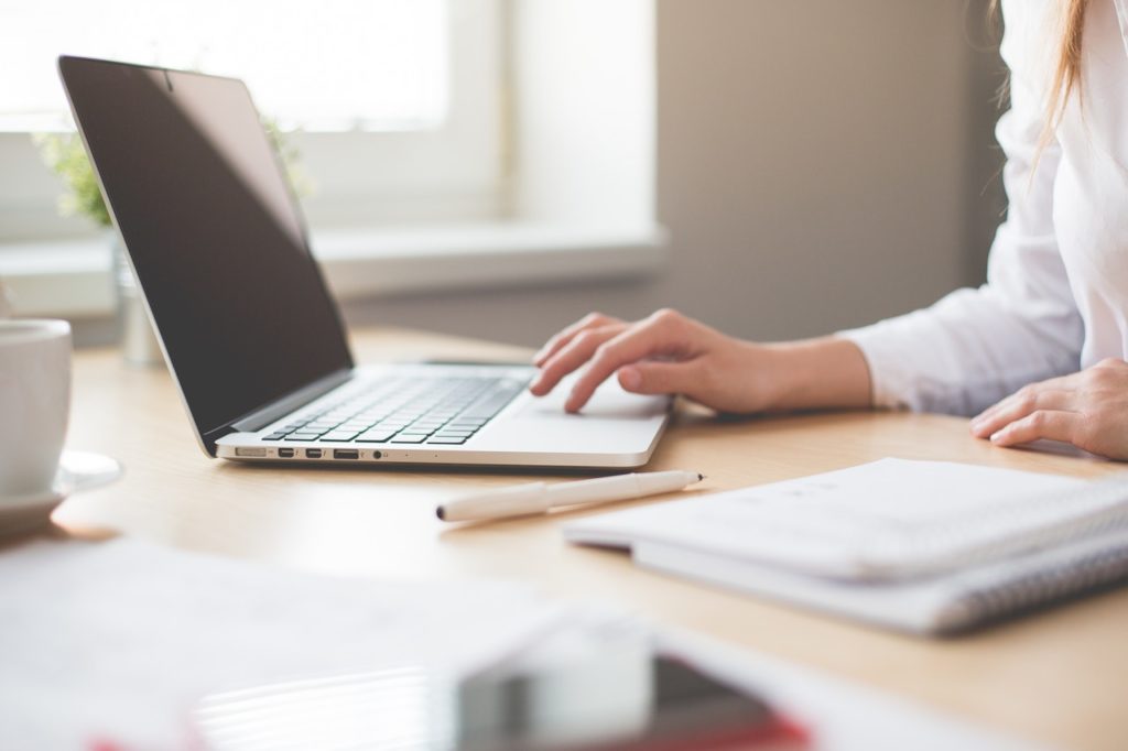 A woman on a laptop