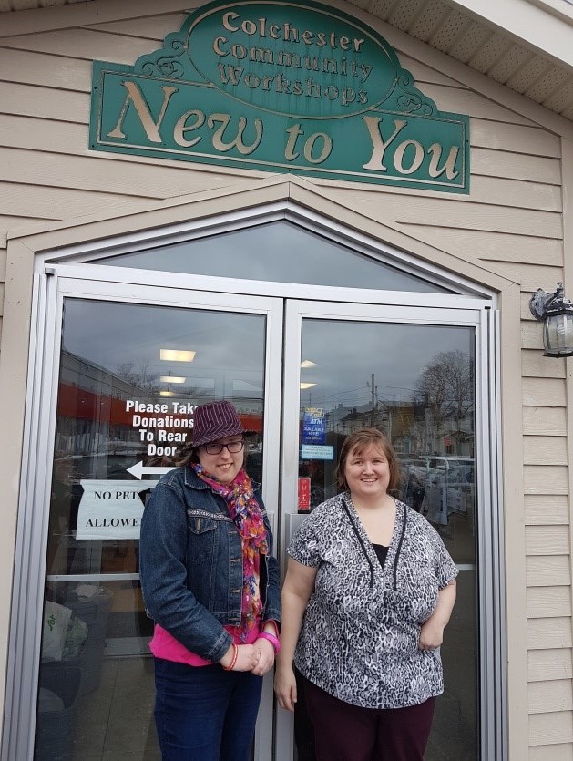 Patricia and Michelle outside the New to You store