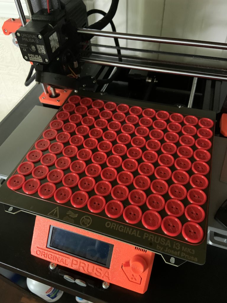 buttons being 3D printed