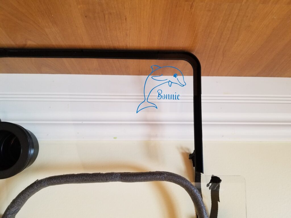 the vinyl decal with the dolphin