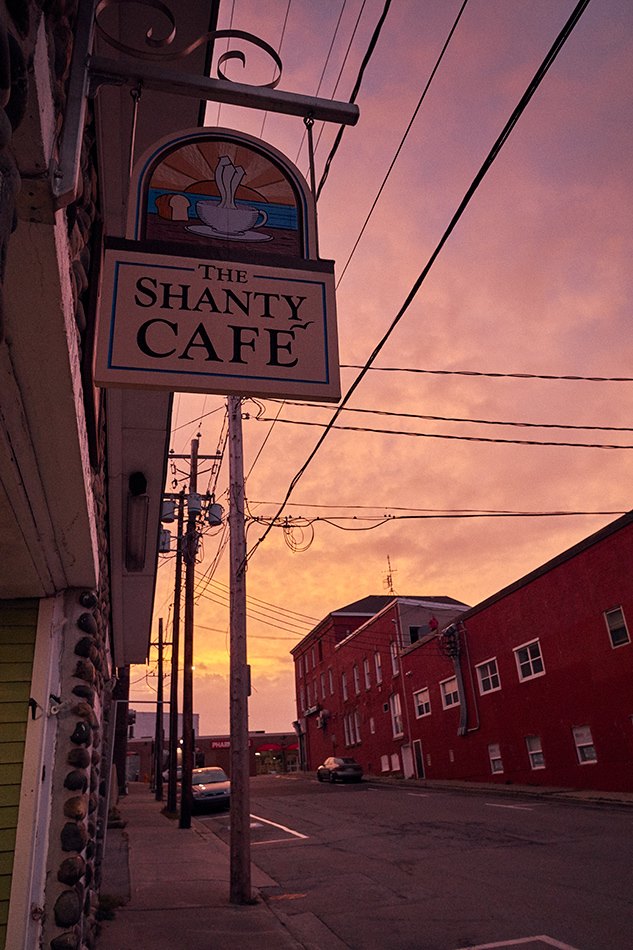 The Shanty Cafe sign on the outside