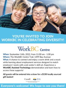 a poster of the WorkBC Centre in Trail's event featuring WorkBC Assistive Technology Services