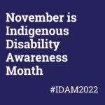 Text: November is Disability Awareness Month. Hashtag IDAM2022.