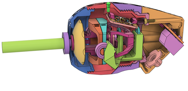 A diagram of the interior of the LipSync joystick.