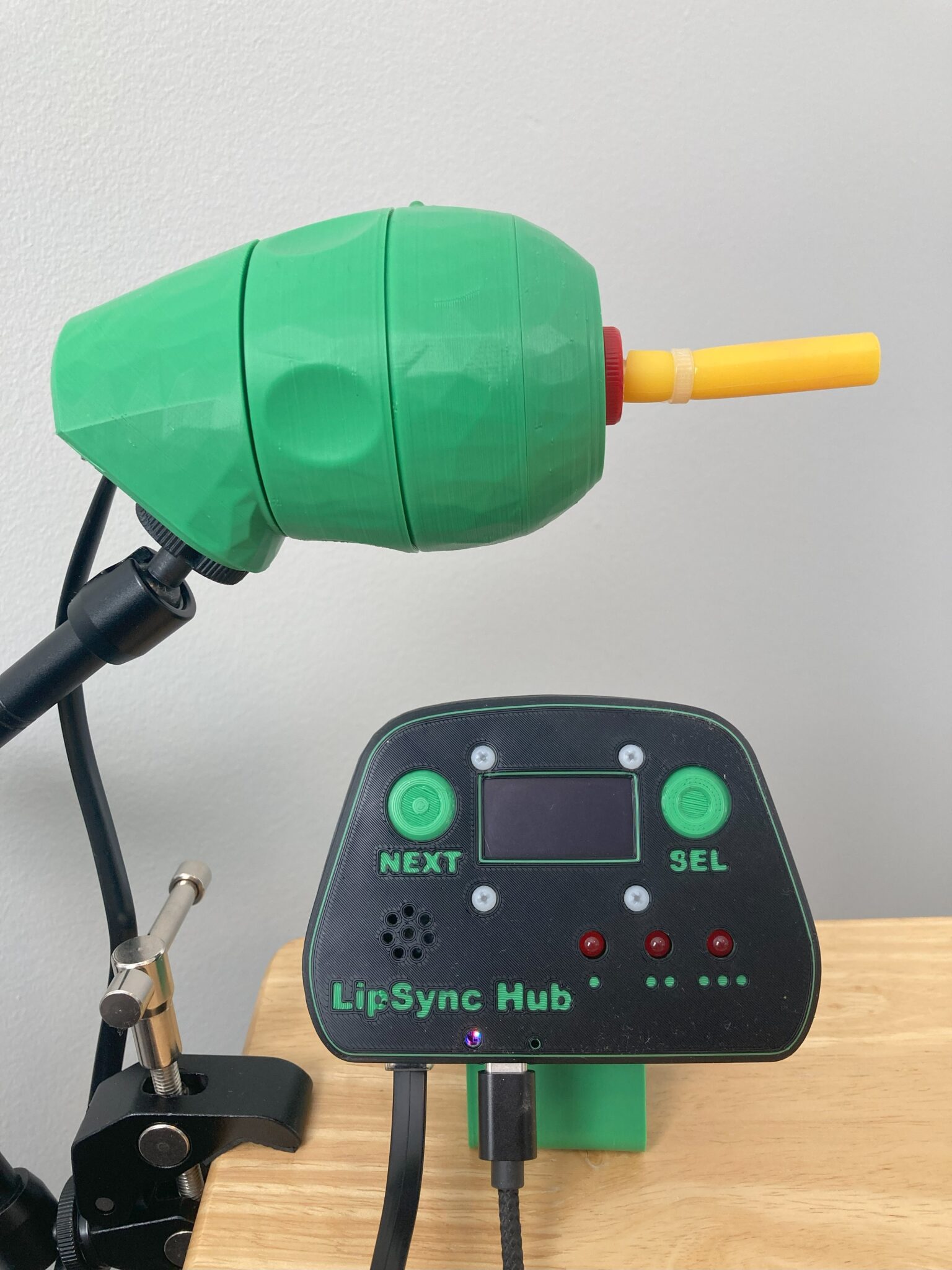 The LipSync joystick and hub.