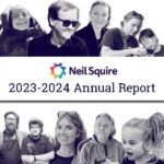 The cover of our 2023-2024 Annual Report, which shows the faces of some of our program participants and volunteers